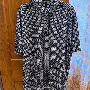 Bad Birdie Men's Golf  Polo with Navy and Lilac Pattern